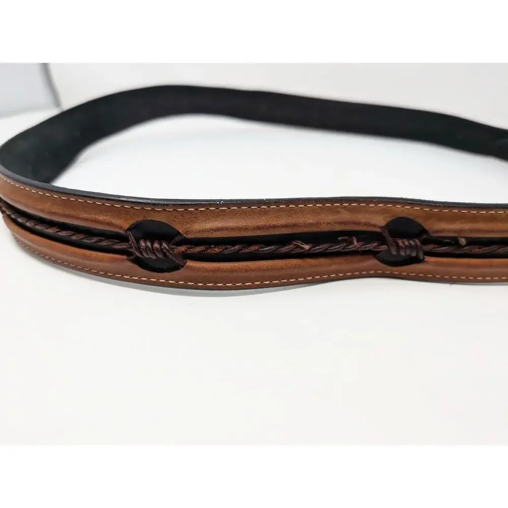 Justin Belt Aged Bark Fenced In Brown Black Leather Western C10813 Men's Size 44
